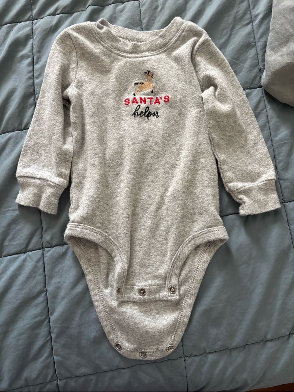 Santa’s Helper reindeer onesie with long sleeves
